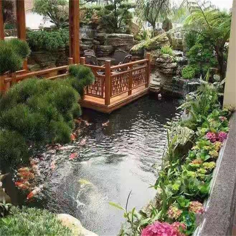 烟台庭院设计鱼池假山建造图